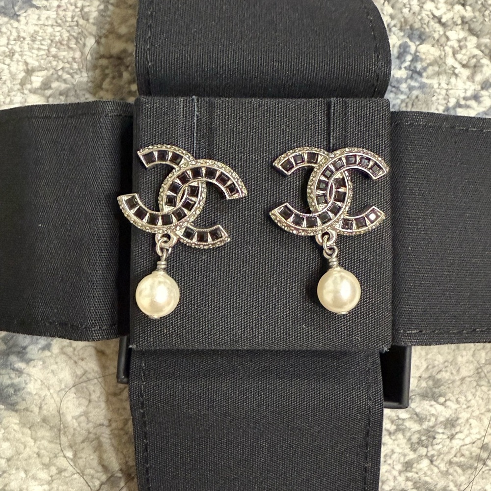 Chanel Silver and Pearl Earrings